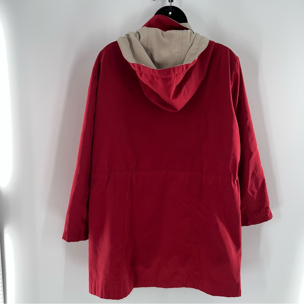 Nautica Women's Red/Tan Utility Jacket w/Removable Hood Zipper/Snaps Front-XLP - Picture 7 of 15